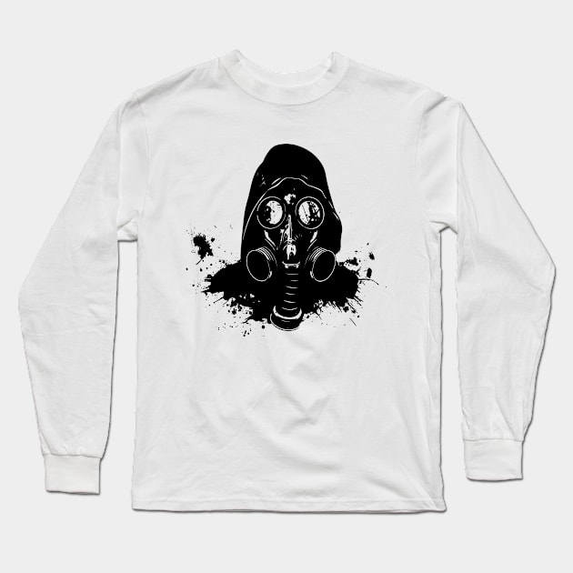 gas mask gasmask hooded man Long Sleeve T-Shirt by StepInSky